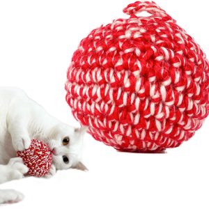 JAYU PET Red Cat Ball [W/O Bell Version] - Handmade Silvervine Cat Toy with Catnip, Interactive Matatabi Ball for Indoor Cats & Kittens, Feline Play Toy & Gift (2.7 inch)