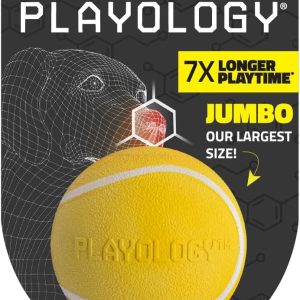 Playology Squeaky Dog Toy | Durable Rubber Interactive Dog Ball | Chicken Scented Fetch Ball for Large Dogs | Floating Dog Toy Made from Non Toxic Materials