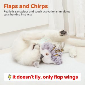 Alternative view of Potaroma Cat Toys Flapping Bird (No Flying), Lifelike Sandpiper Chirp Tweet, Rechargeable Touch Activated Kitten Toy Interactive Cat Exercise Toys for All Breeds Cat Kicker Catnip Toys 4.0"