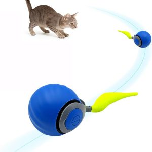 Speedy Ball 2.0 with Tail, Interactive Toys for Bored Indoor Cats Enrichment Pounce Pal, Automatic Rolling Ball Exercise, Turbo Self Play Moving Kitten Deluxe Toy 3.0, Electronic Ultra Pet Chase Mouse
