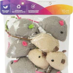 SmartyKat Skitter Critters Value Pack Catnip Cat Toys - Gray/Cream, Set of 10