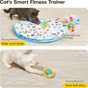 Alternative view of Potaroma Interactive Cat Toys, Fast Moving Ball in Play Mat, Automatic Motion Activated Ball Hide and Seek for Indoor Exercise Kicker, Animal Squeaky, 28 Inch Mat