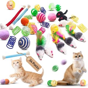 Cat Toys for Indoor Cats, 34 Pack Interactive Cat Toy Set for Kitten